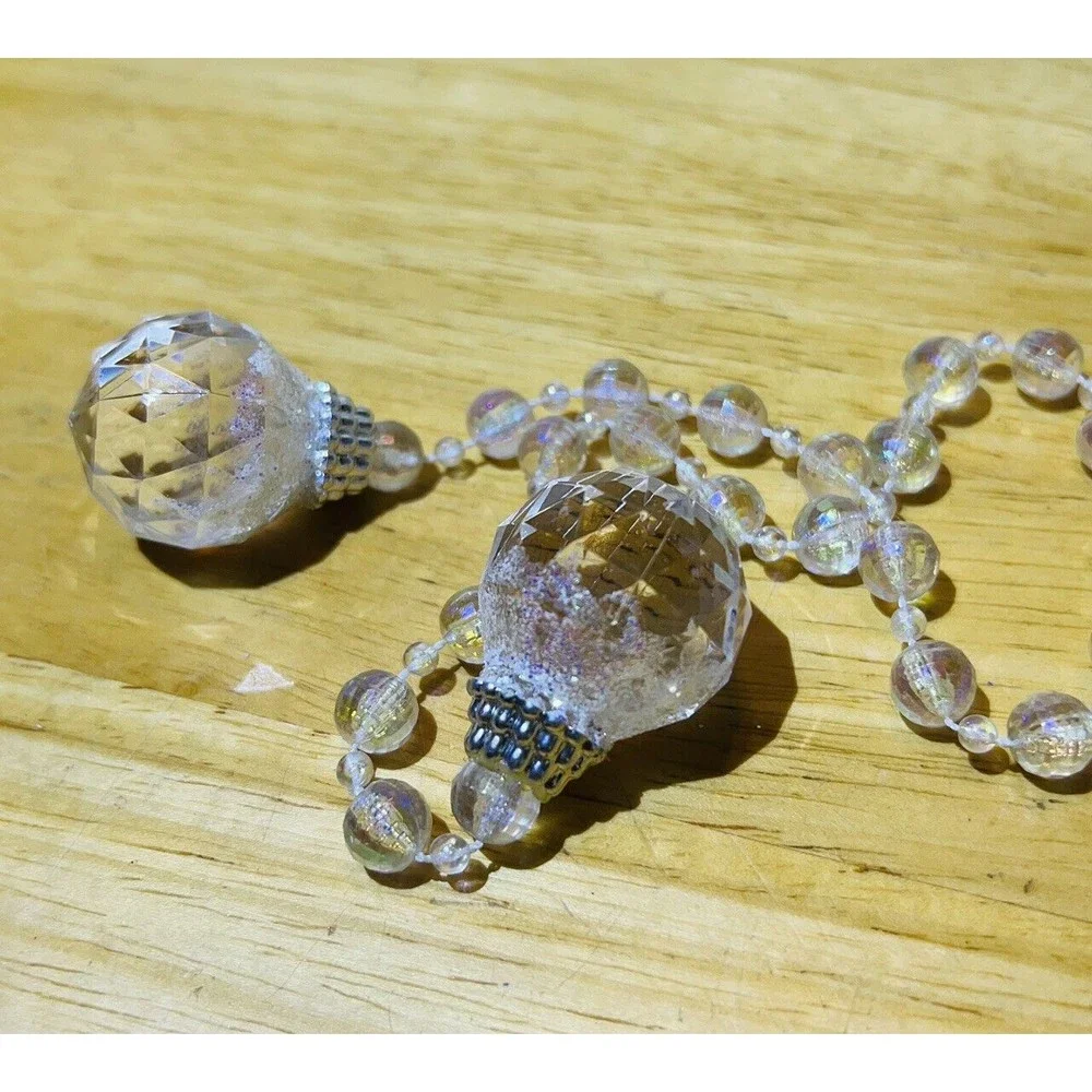 Bundle of 3 Clear Glass Ornaments Christmas Tree-VTG Snowman Bell-Beads‎ Ball